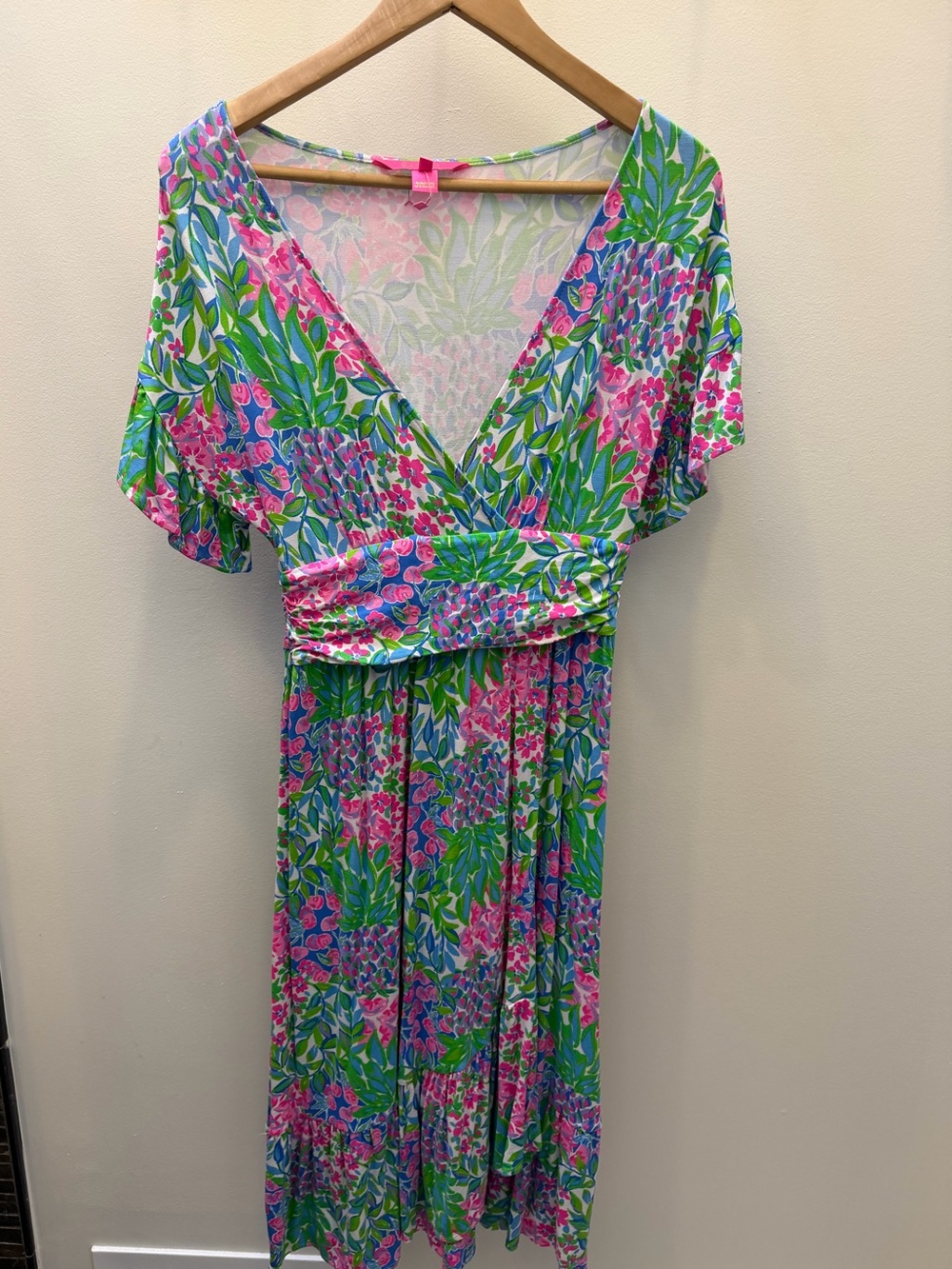 Lilly Pulitzer Pink, Green & Blue Floral V-Neck Dress